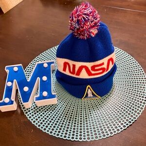 NASA Space Shuttle Pom Pom Hat Beanie, Buzz Aldrin